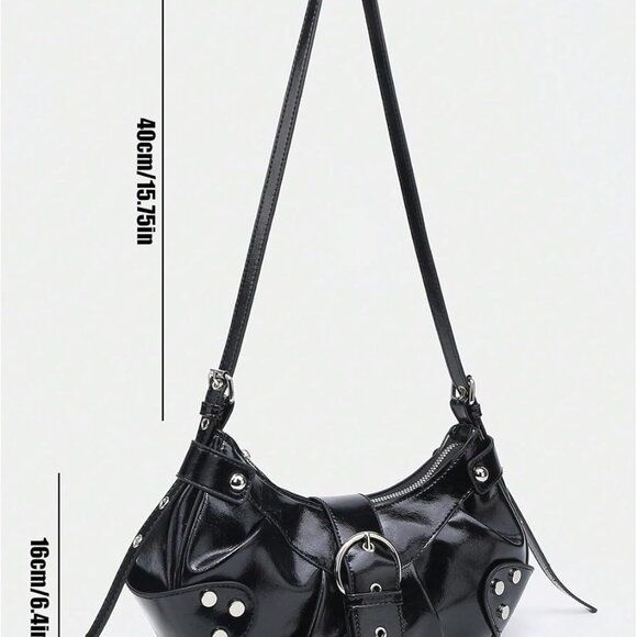 Stylish Studded Women's Hobo Bag with Zipper Closure - Perfect Gift Choice - Picture 5 of 7